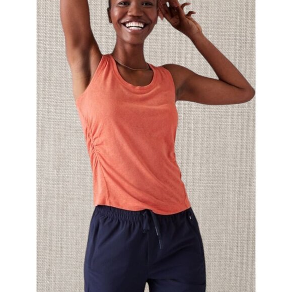 Athleta Coral Ruched Back Sleeveless Tank Top size Small - Picture 1 of 10